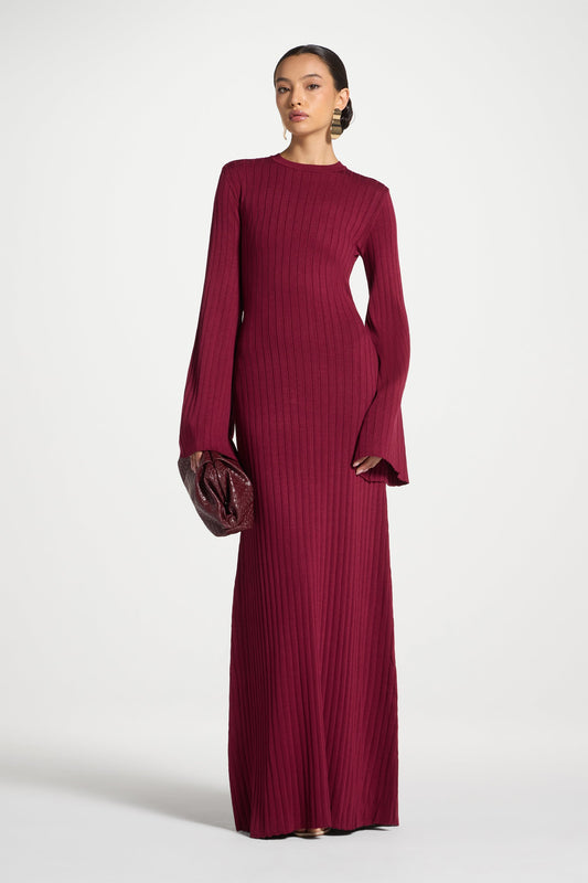 Ribbed Knit Maxi Dress - Fig