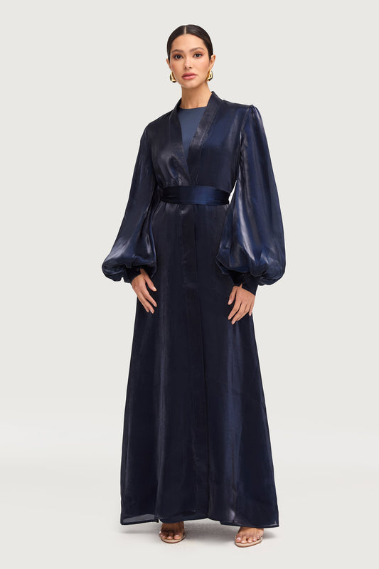 Safaa Two Piece Dress & Abaya Set - Twilight