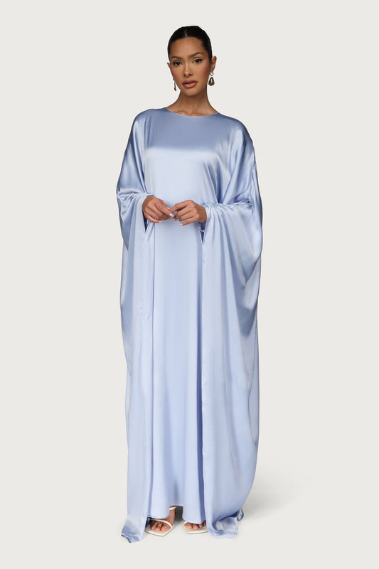 Selene Silk Butterfly Maxi Dress - Pastel Blue